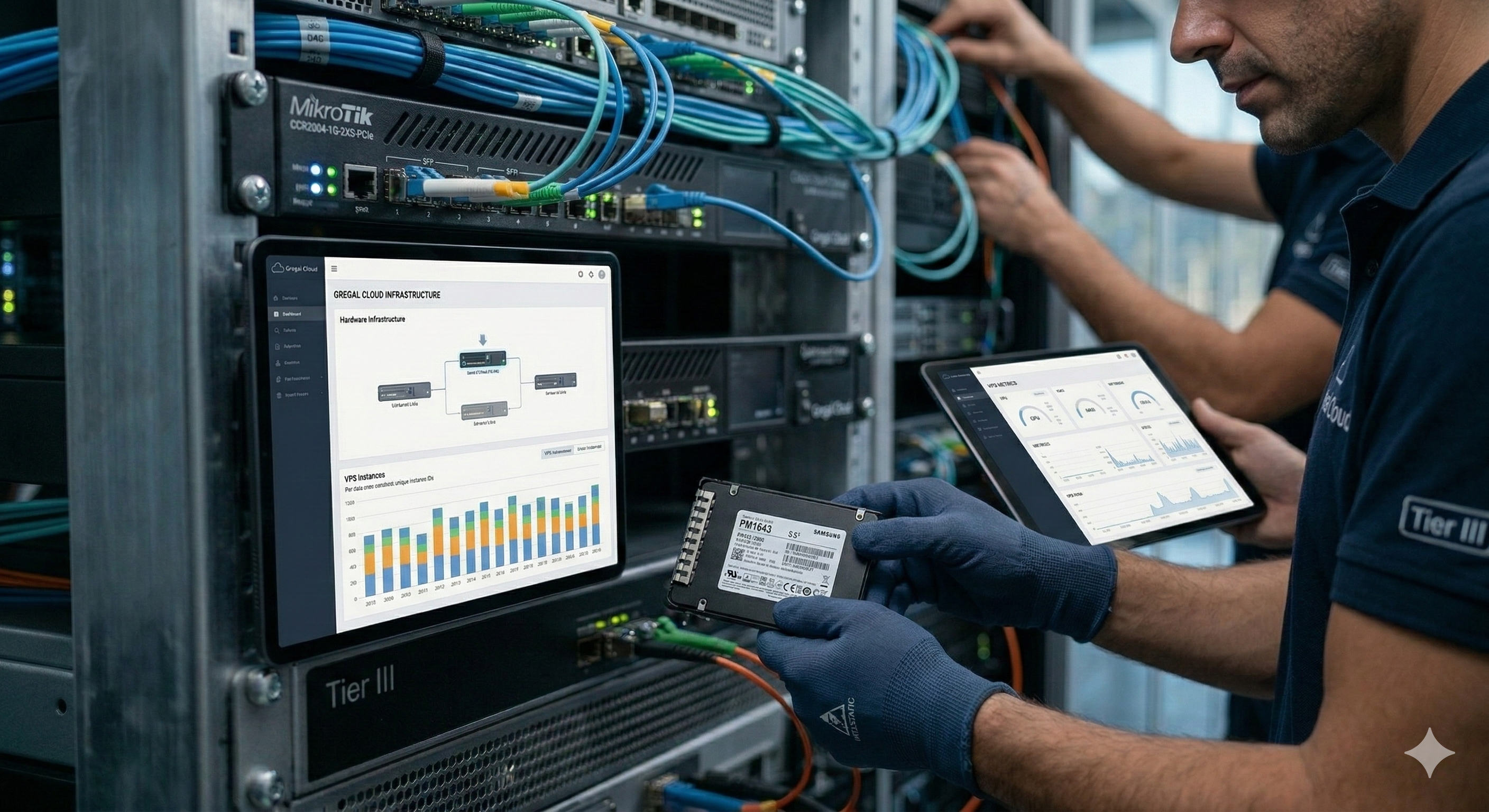 Cloud híbrido con servidores físicos y VPS